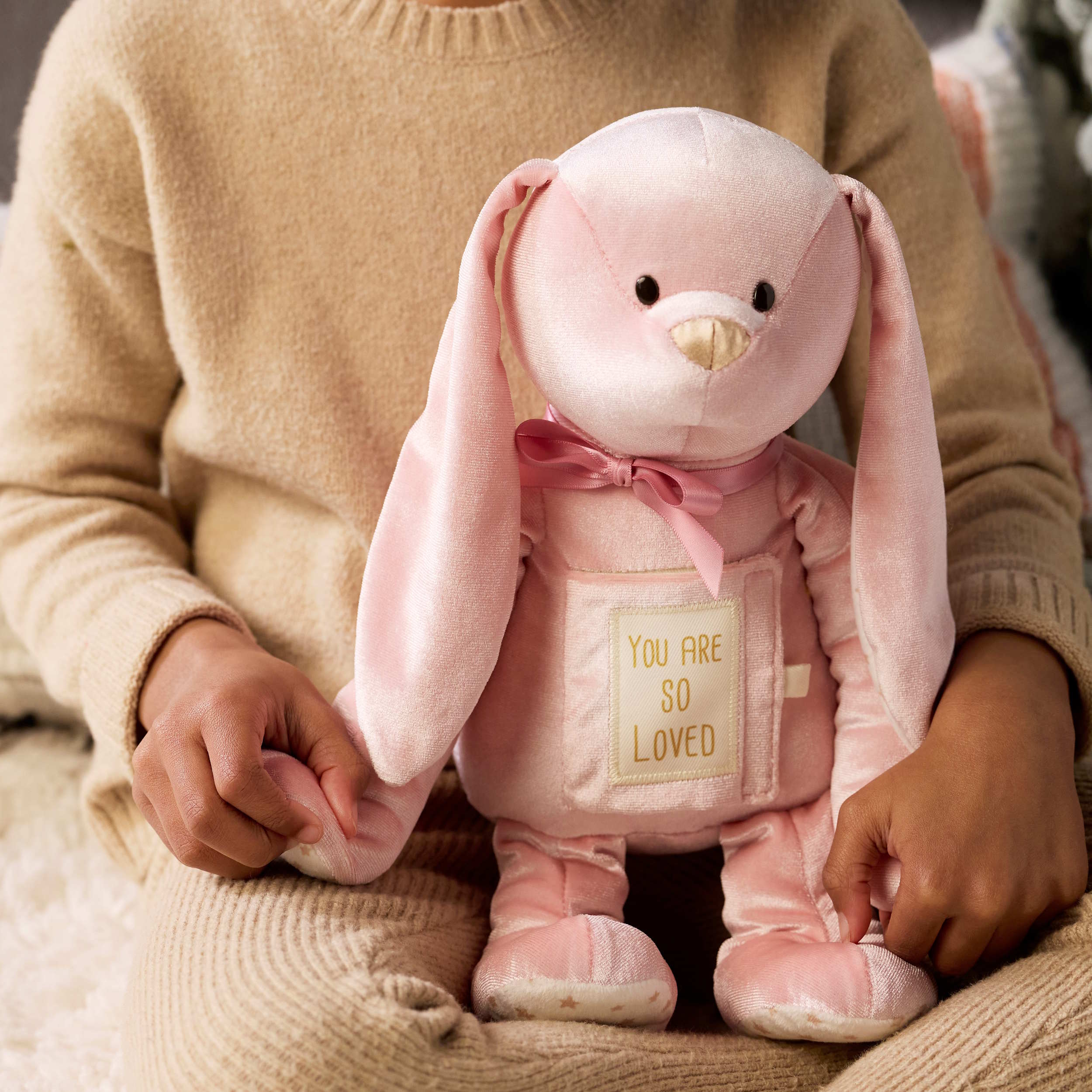 You Are So Loved Pink Bunny by Demdaco Personalized