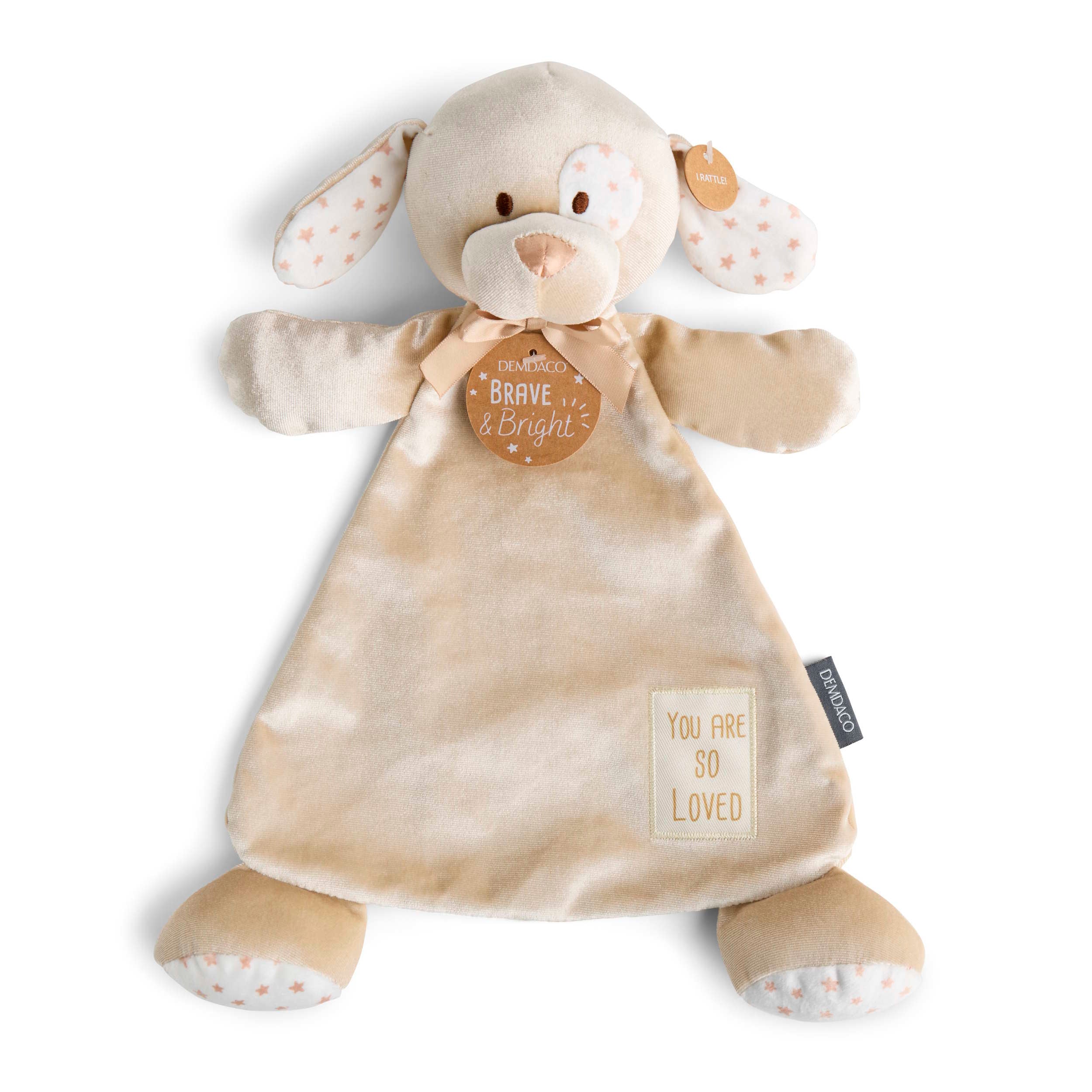 You Are So Loved Taupe Puppy Blankie by Demdaco Personalized - 15 in