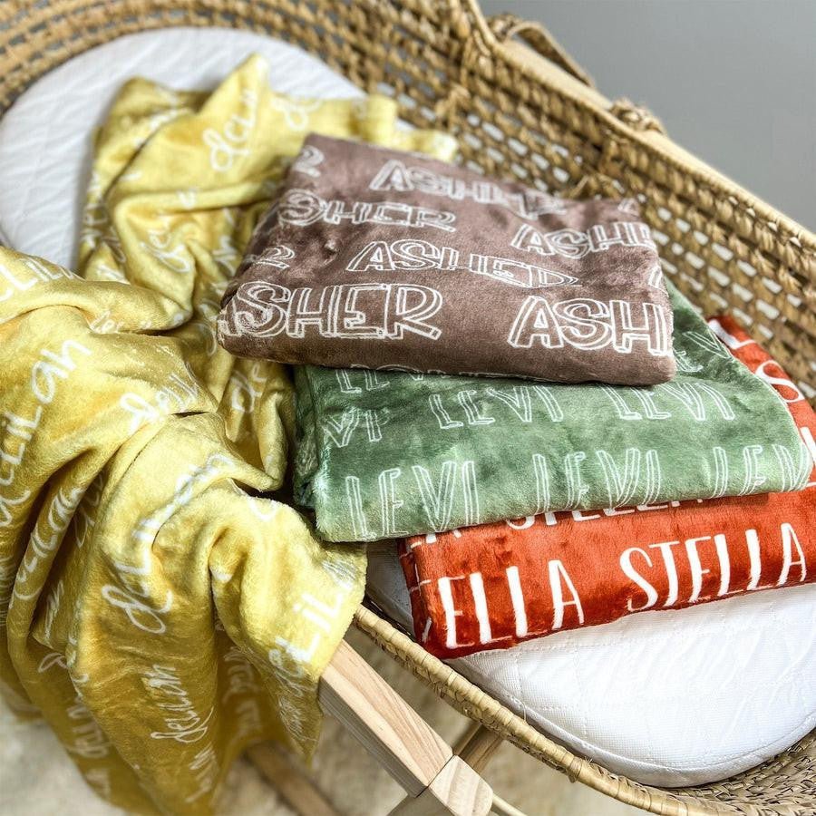 Baby Name Blanket Personalized - myembroideredgifts-com - GLAM