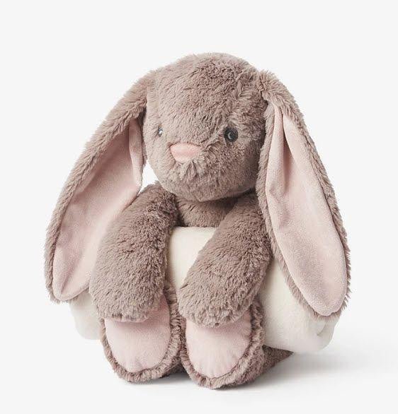 Bedtime Brown Bunny and Blanket - myembroideredgifts-com - Elegant Baby