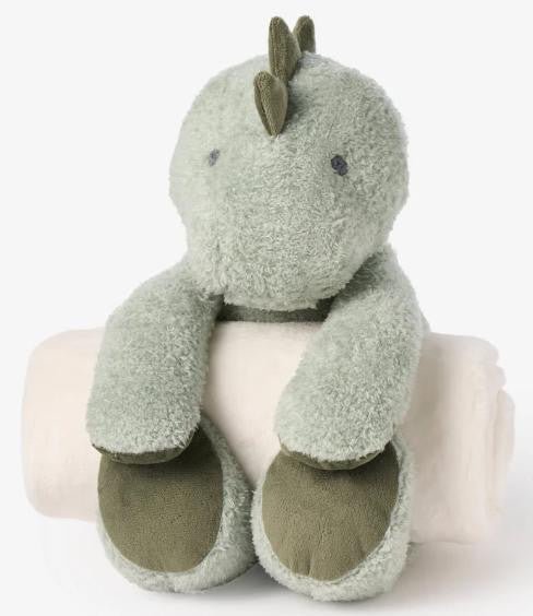 Bedtime Dinosaur Plush with Personalized Baby Blanket - myembroideredgifts-com - Elegant Baby