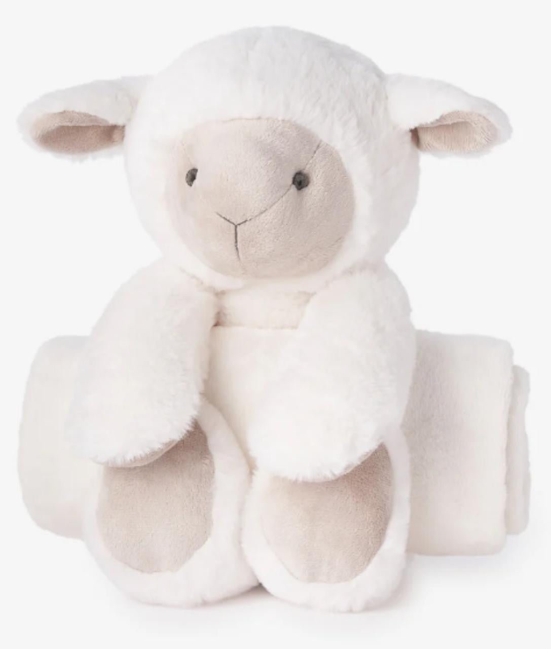 Bedtime Huggie Lamb and Blanket - myembroideredgifts-com - Elegant Baby