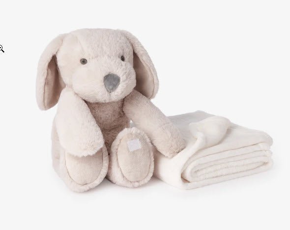 Bedtime Huggie Puppy and Blanket - myembroideredgifts-com - Elegant Baby