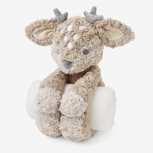 Bedtime Huggie Swirly Fawn and Blanket - myembroideredgifts-com - Elegant Baby