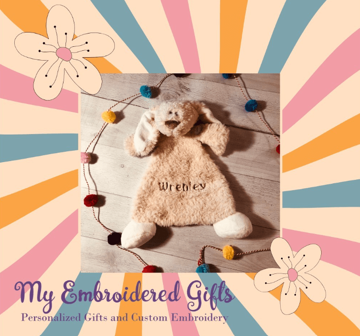 Belina Bunny Rattle Blankie Personalized