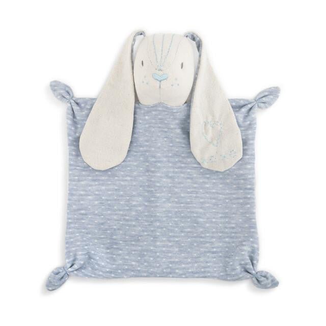 Blue Bunny Linen Blankie Personalized - myembroideredgifts-com - Demdaco