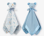 Blue "Sleepy Pal" Bear Organic Security Blanket (Set of 2) - myembroideredgifts-com - Elegant Baby