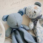 Blue "Sleepy Pal" Bear Organic Security Blanket (Set of 2) - myembroideredgifts-com - Elegant Baby