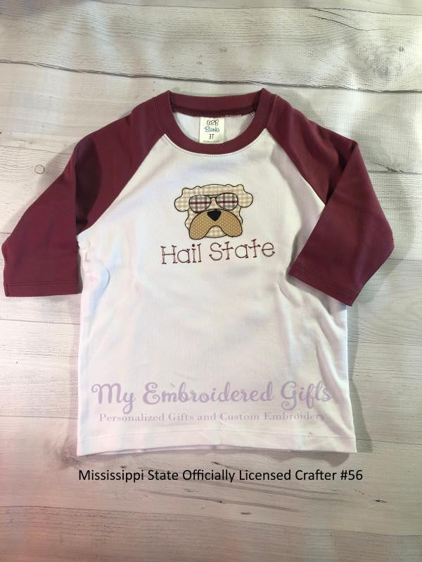  Bulldog with Sunglasses Appliqued T-Shirt 