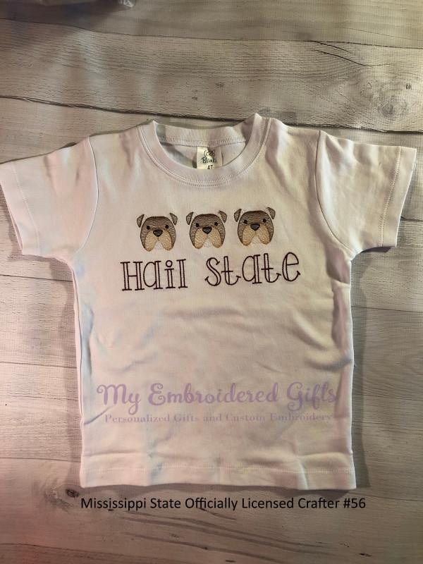 Bulldogs in a Row Embroidered T-Shirt - myembroideredgifts-com - myembroideredgifts-com