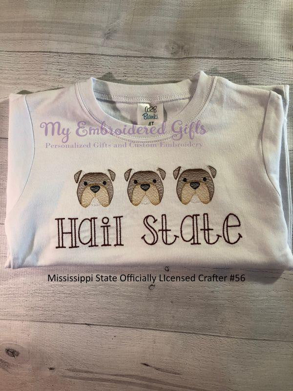  Bulldogs in a Row Embroidered T-Shirt 