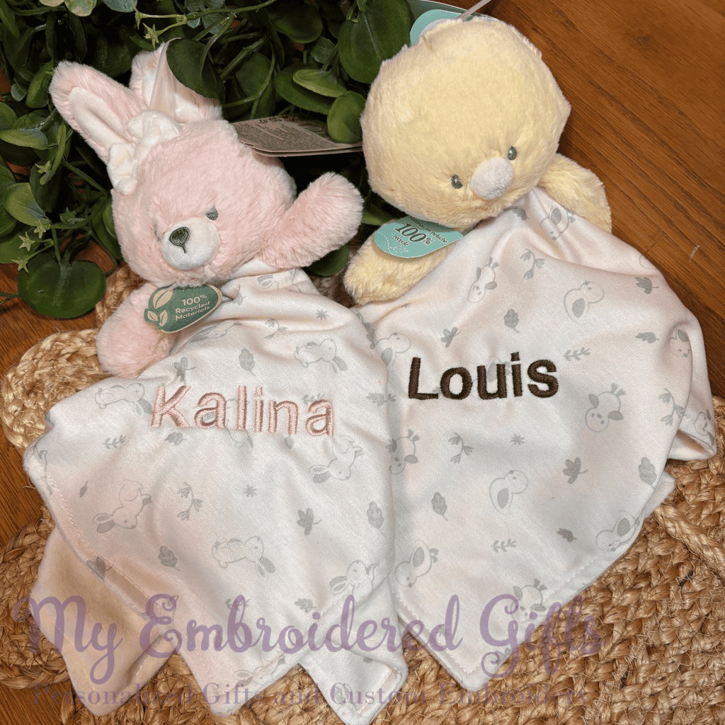 Buttercup Duckling Lovey 100% Recycled Personalized - myembroideredgifts-com - Baby Gund