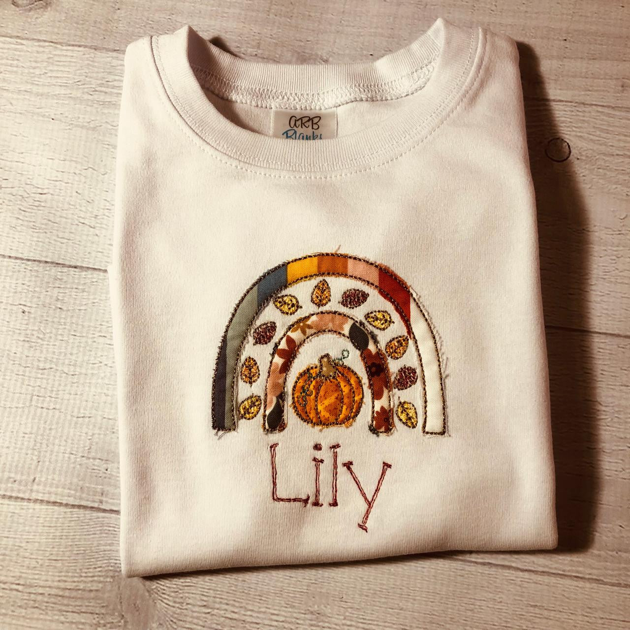  Children's Rainbow Turkey Embroidery Shirt Personalized 