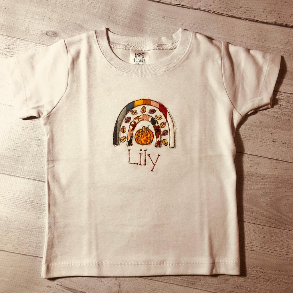  Children's Rainbow Turkey Embroidery Shirt Personalized 