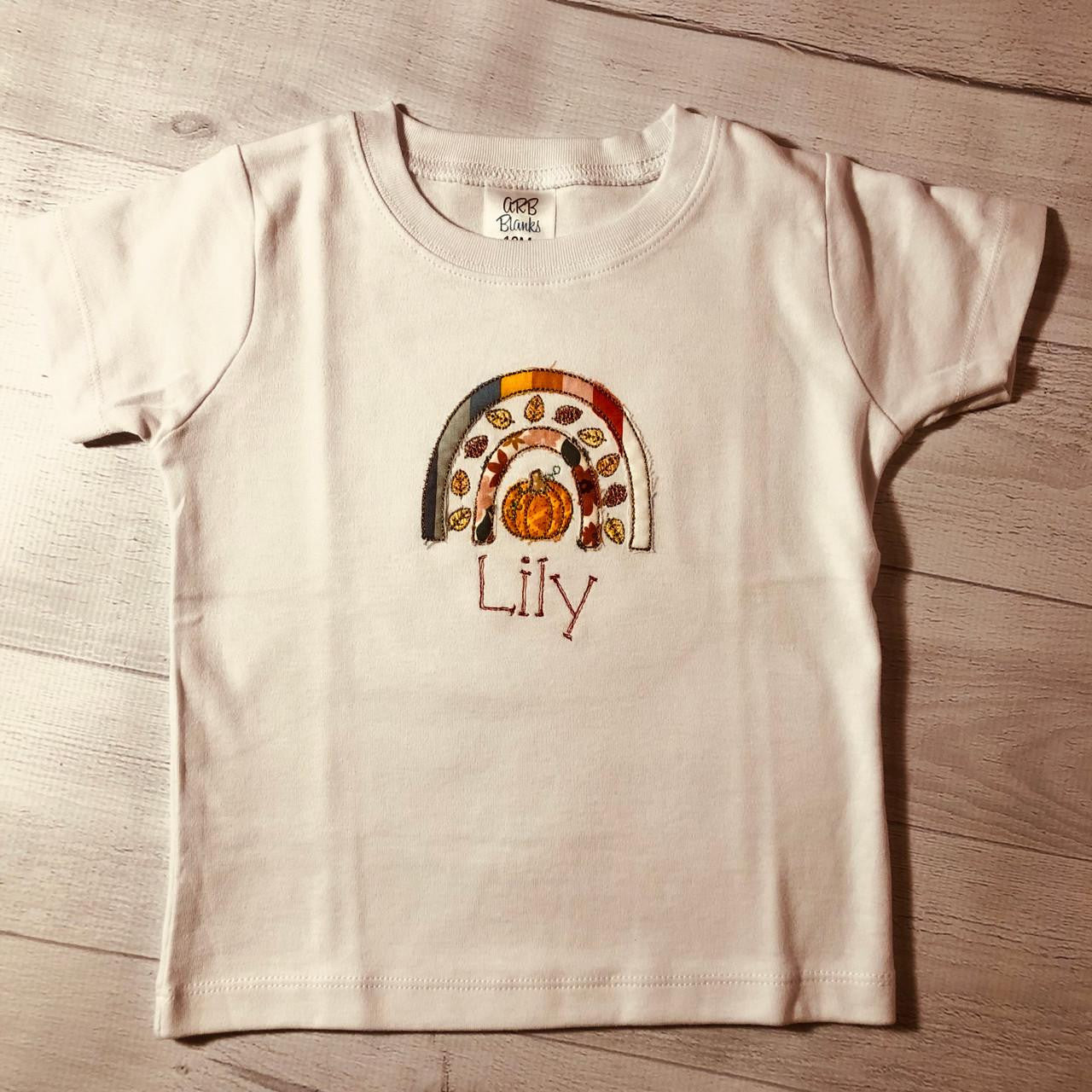  Children's Rainbow Turkey Embroidery Shirt Personalized 