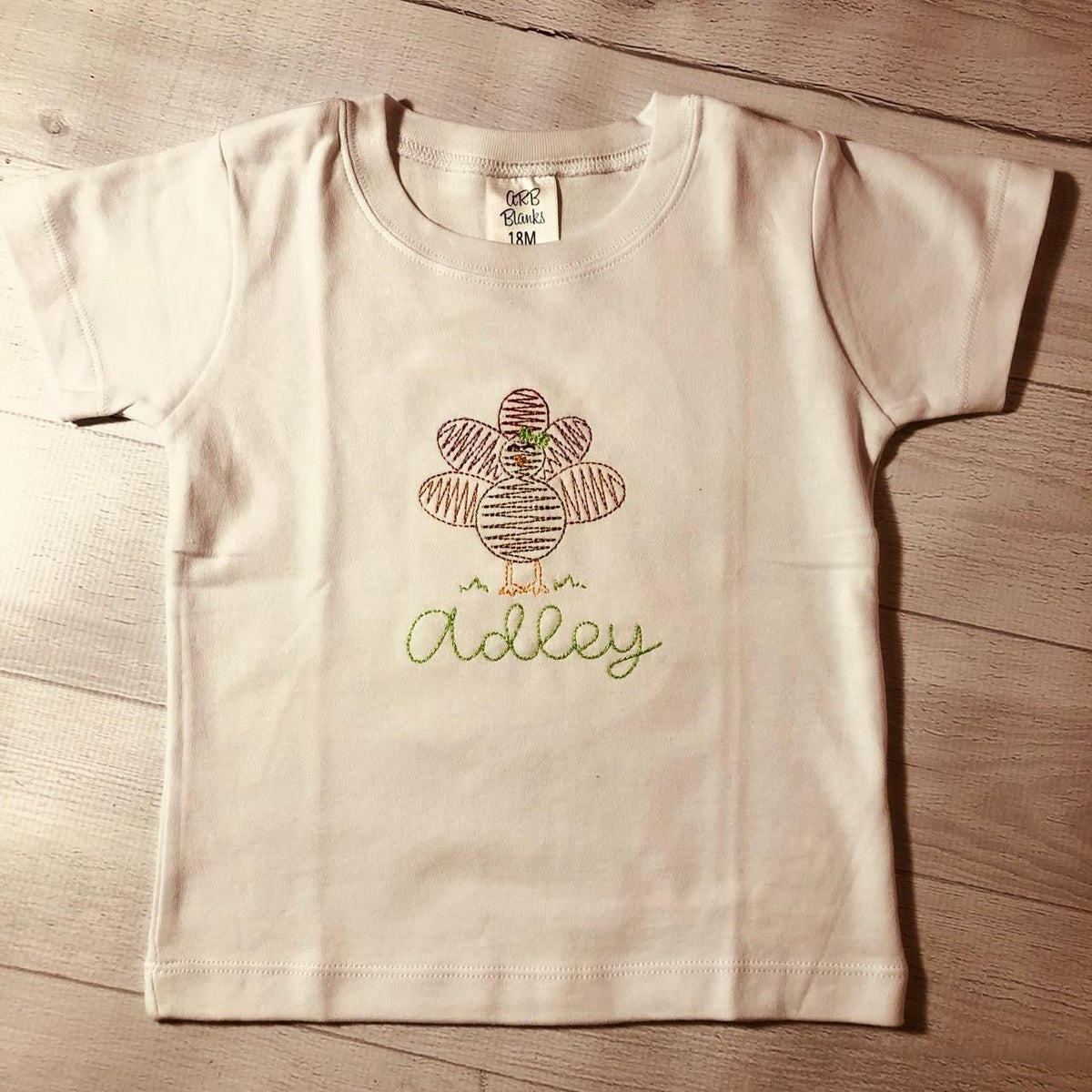 Children's Turkey Embroidery Shirt Personalized - myembroideredgifts-com - myembroideredgifts-com