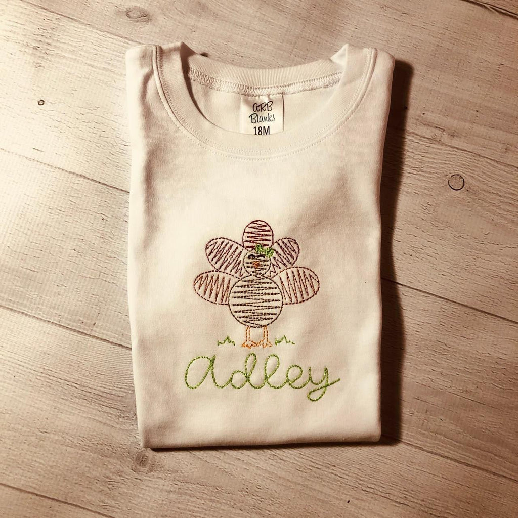 Children's Turkey Embroidery Shirt Personalized - myembroideredgifts-com - myembroideredgifts-com