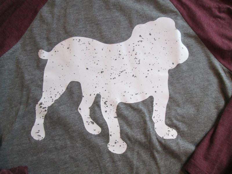  Distressed Bulldog Baseball T 