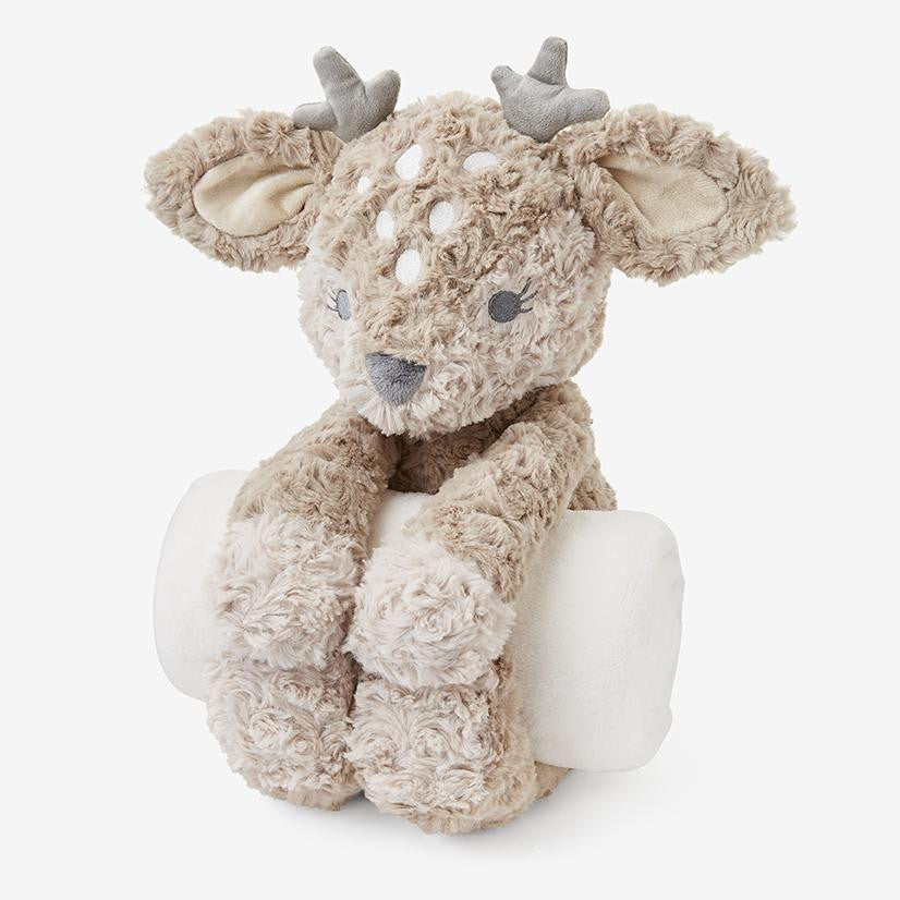 Elegant Baby Bedtime Huggie Swirly Fawn and Blanket 