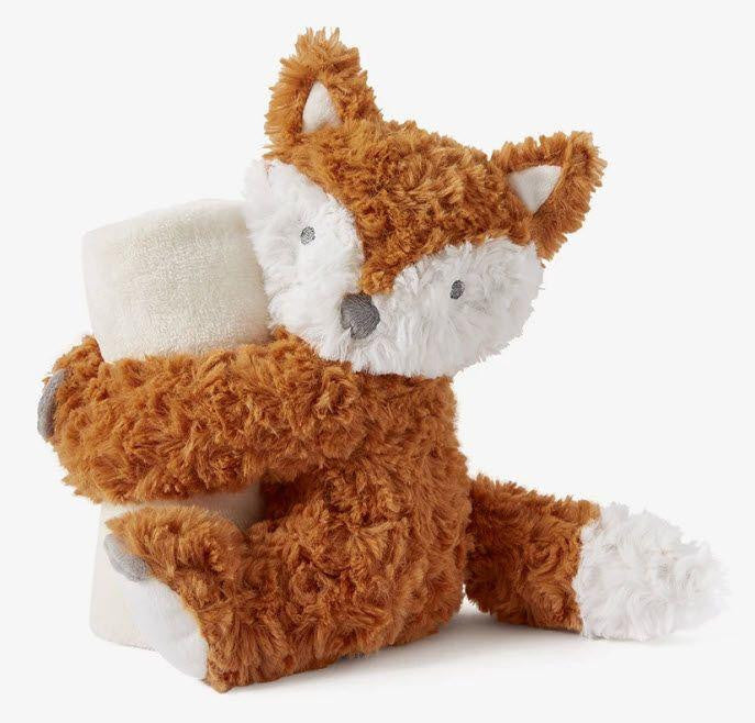 Elegant Baby Naptime Swirl Fox with Lovie Personalized 