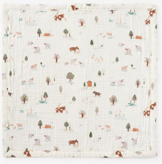 Elegant Baby On the Farm Organic Muslin Security Blanket Personalized 