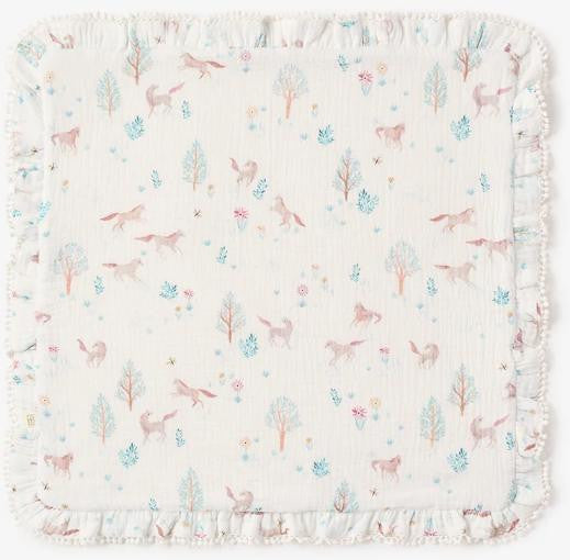 Elegant Baby Pony Meadow Organic Muslin Baby Blanket with Fur Personalized 