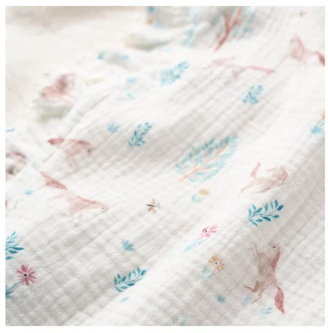Elegant Baby Pony Meadow Organic Muslin Baby Blanket with Fur Personalized 