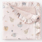 Elegant Baby Tea Party Organic Muslin Lace Edge Blankie 