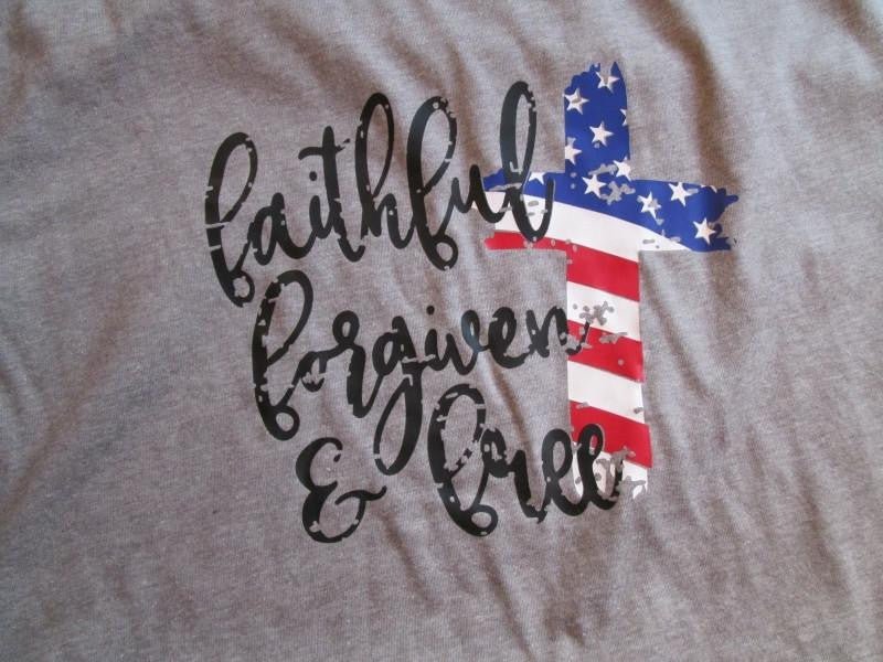 Faithful, Forgiven, Free T-Shirt - myembroideredgifts-com - Alternative