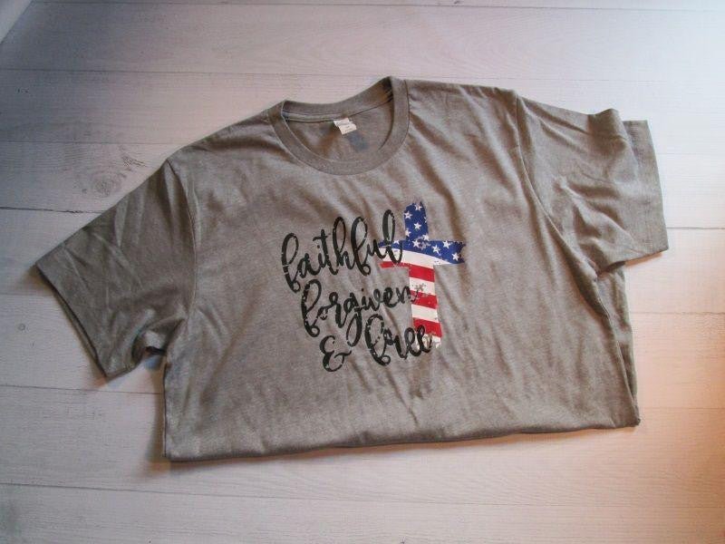 Faithful, Forgiven, Free T-Shirt - myembroideredgifts-com - Alternative
