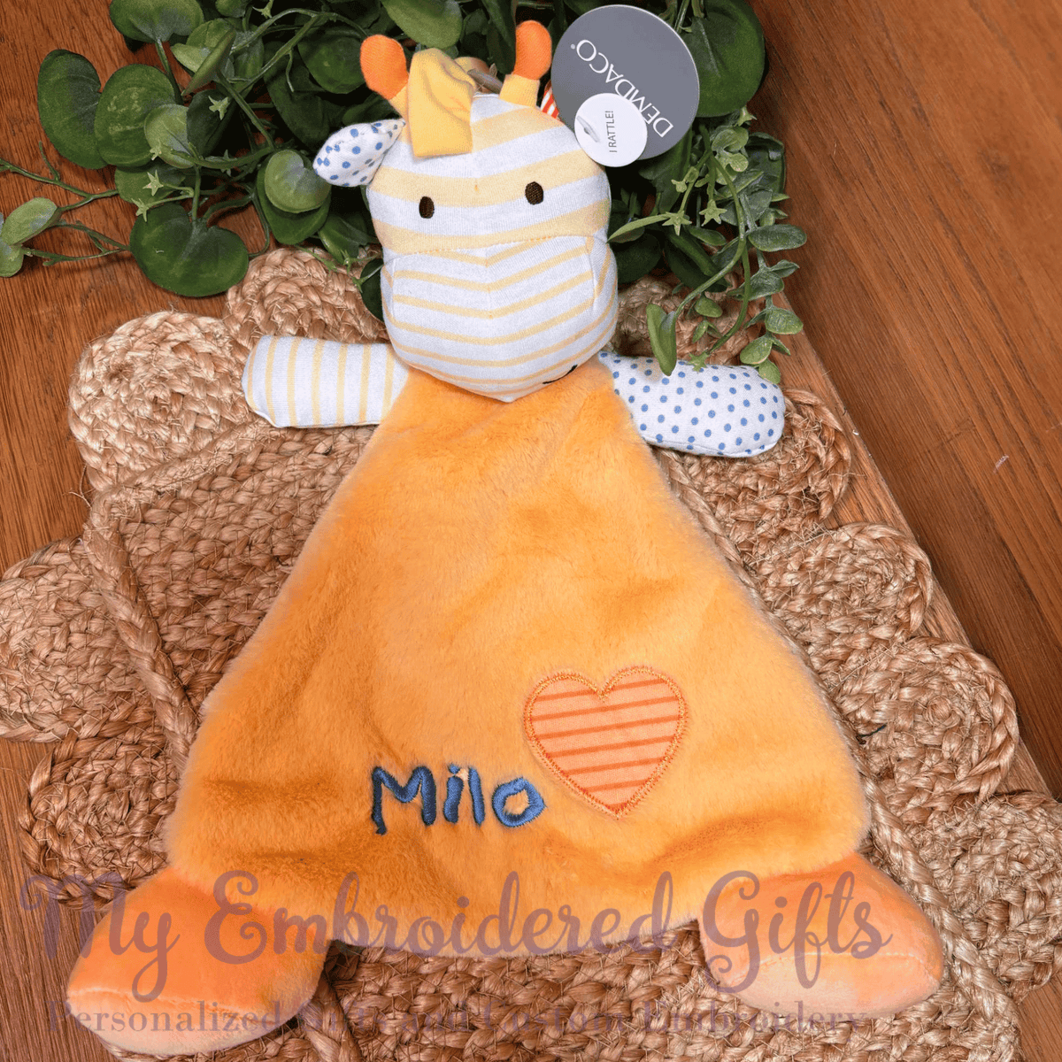 Giraffe Cozie Personalized - Noah's Ark by Katy Ellis - myembroideredgifts-com - Demdaco
