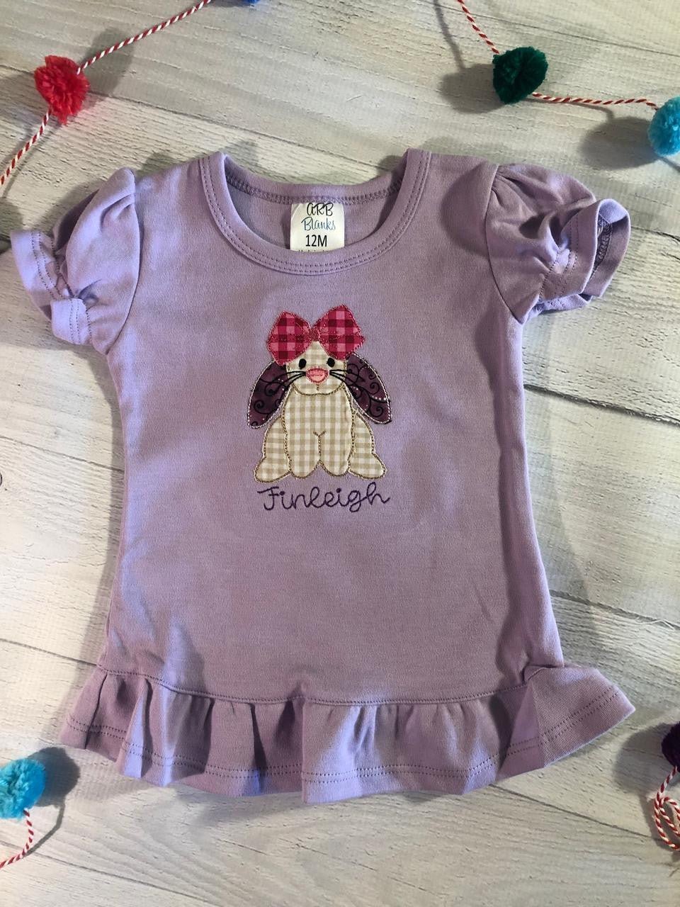 Girl's Easter Bunny Shirt Personalized - myembroideredgifts-com - myembroideredgifts-com