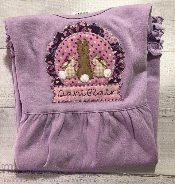  Girl's Personalized Easter Bunny Dress 