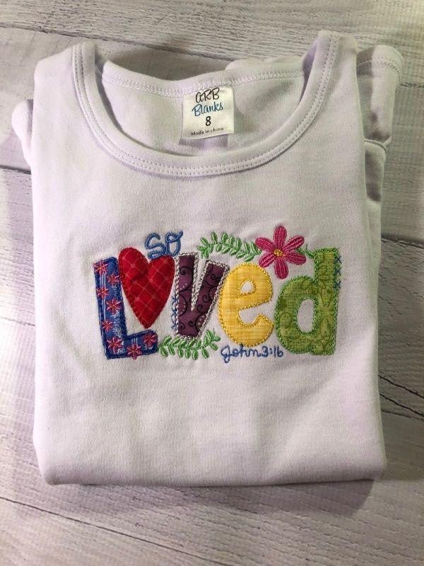 Girl's So Loved Appliqued T-Shirt - myembroideredgifts-com - myembroideredgifts-com