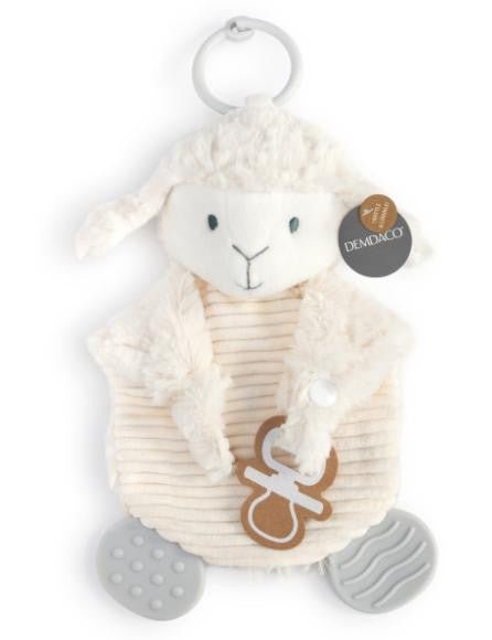 Lamb Teether Buddy Personalized - myembroideredgifts-com - Demdaco