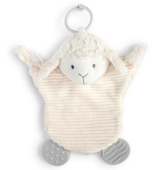 Lamb Teether Buddy Personalized - myembroideredgifts-com - Demdaco