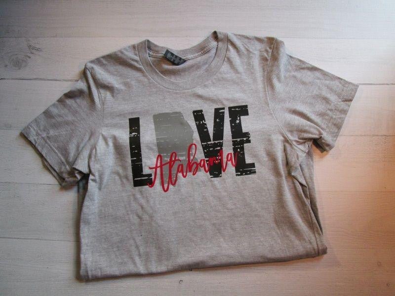 Love Alabama T-Shirt - myembroideredgifts-com - myembroideredgifts-com