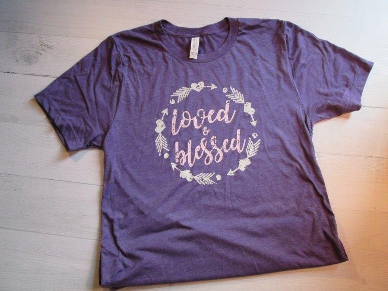 Loved and Blessed T-Shirt - myembroideredgifts-com - Bella+Canvas