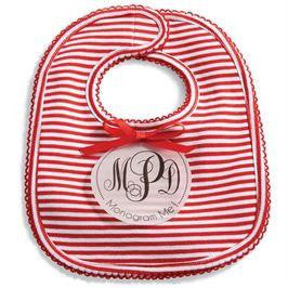 Mud Pie Red Striped Monogrammed Bib 