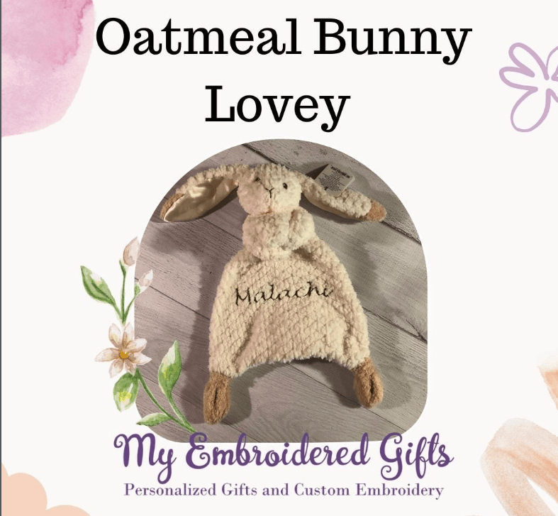 Oatmeal Bunny Lovey Personalized - myembroideredgifts-com - Mary Meyer