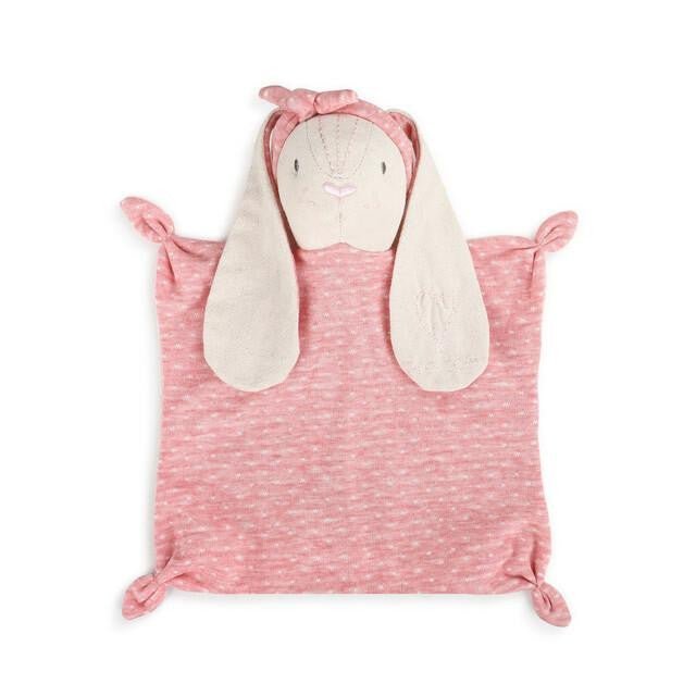 Pink Bunny Linen Blankie Personalized - myembroideredgifts-com - Demdaco