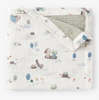 Pond Friends Organic Muslin Blankie - myembroideredgifts-com - Elegant Baby