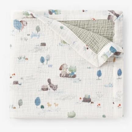 Pond Friends Organic Muslin Blankie - myembroideredgifts-com - Elegant Baby