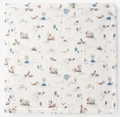 Pond Friends Organic Muslin Blankie - myembroideredgifts-com - Elegant Baby
