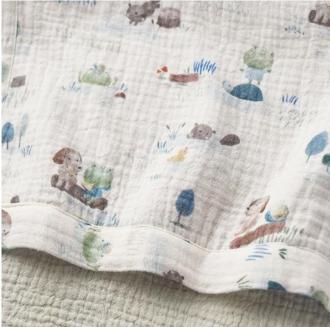 Pond Friends Organic Muslin Blankie - myembroideredgifts-com - Elegant Baby