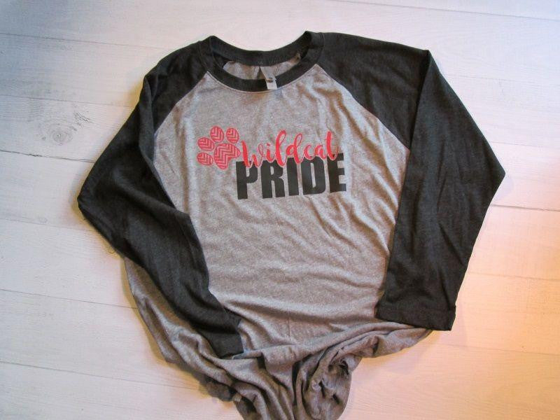  Red Wildcat Pride Baseball T 