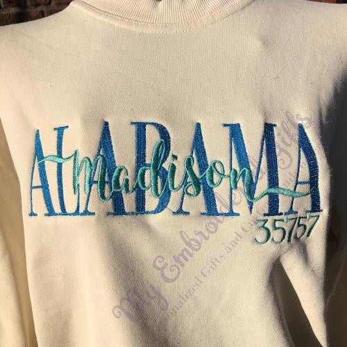 Rep Your City and State Custom Sweatshirt - myembroideredgifts-com - Pennant