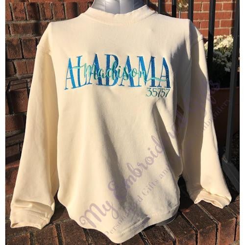 Rep Your City and State Custom Sweatshirt - myembroideredgifts-com - Pennant