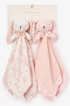 Pink "Sleepy Pals" Organic Security Blanket (Set of 2)