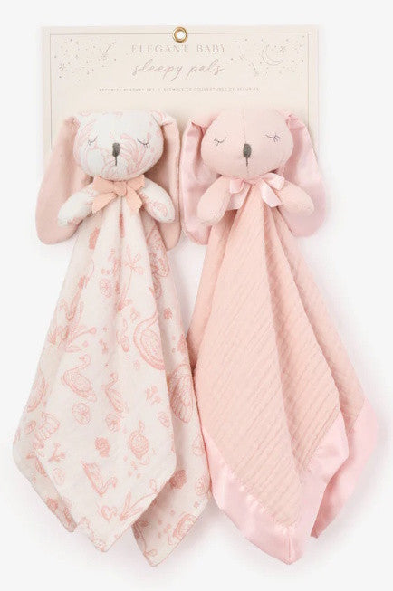 Pink "Sleepy Pals" Organic Security Blanket (Set of 2)